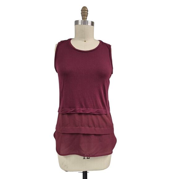 Michael Kors Burgundy Viscose Long Sleeveless Tank Shell Top Sz L - Picture 1 of 7